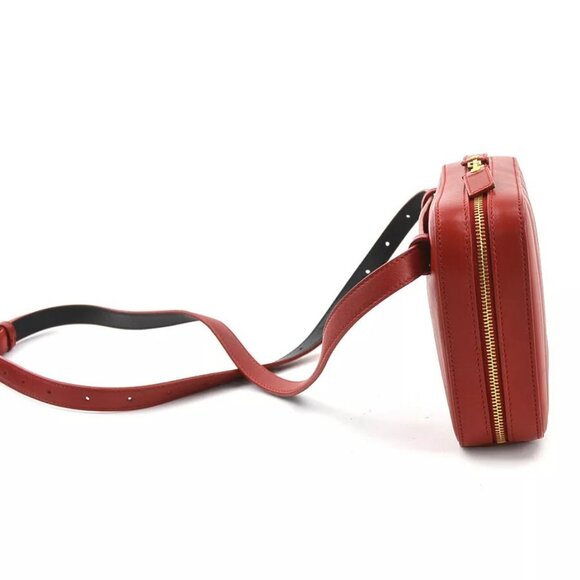 Auth SAINT LAURENT Waist Bag Belt Bag Red Leather/Goldtone - Picture 7 of 14